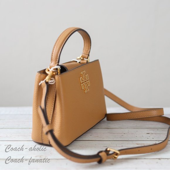 NWT Tory Burch Britten Micro Satchel Leather Crossbody in Tiramisu - Picture 5 of 11